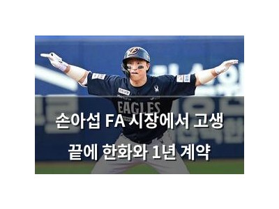 손아섭 FA 시장에서 고생 끝에 한화와 1년 계약