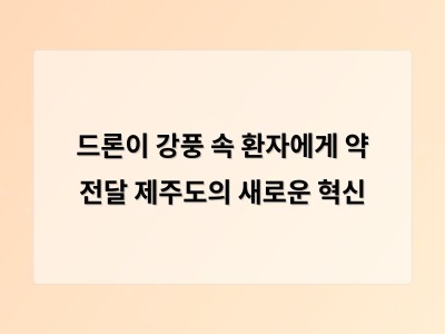 드론으로 긴급 의약품 전달 성공 제주도 사례가 보여주는 미래 의료 혁신
