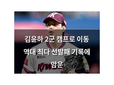 김윤하 2군 캠프로 이동 역대 최다 선발패 기록에 암운