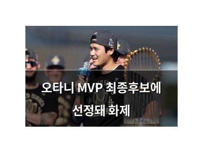 오타니 MVP 최종후보에 선정돼 화제